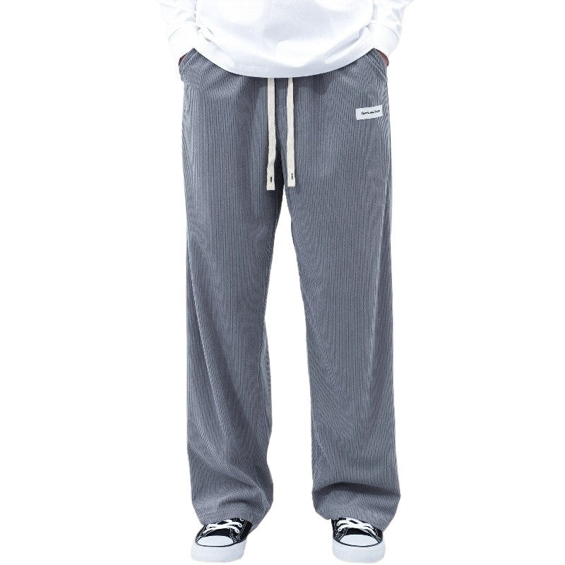 Mens Corduroy Joggers Pants Casual Cargo Pants Drawstring Elastic Waist Baggy Tapered Sweatpants with Pockets Outdoor Sweatpants