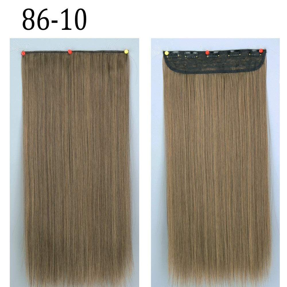 Synthetic Long Straight 5 Clip In Hair Extensions 22’‘ High Resistant Temperature Fiber Black Brown Blonde Hairpiece