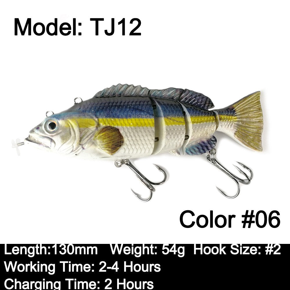 Robotic Swimming Lures 130mm 4 Segements Swimbait 35/54g Fishing Auto Electric Wobblers USB Rechargeable LED Light For Bass Pike