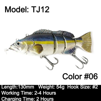 Robotic Swimming Lures 130mm 4 Segements Swimbait 35/54g Fishing Auto Electric Wobblers USB Rechargeable LED Light For Bass Pike