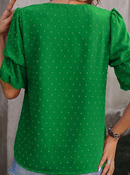 Green Women's plus size shirt summer chic elegant shirt casual women's fashionable shirt Green