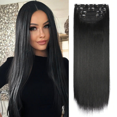 4Pcs/Set 20Inch Synthetic Hair Clip In Long Wavy Thick Hairpieces For Women Full Head Synthetic extenciones para el cabello