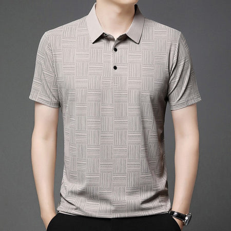 2024 Men's New Printed Business Casual Short sleeved POLO Shirt Fashion Short sleeved Comfortable and Breathable Top