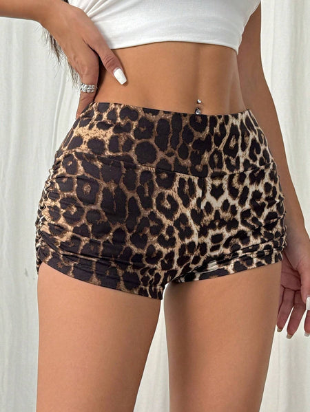 Women's leopard print fashionable hot pants, Y2K shorts