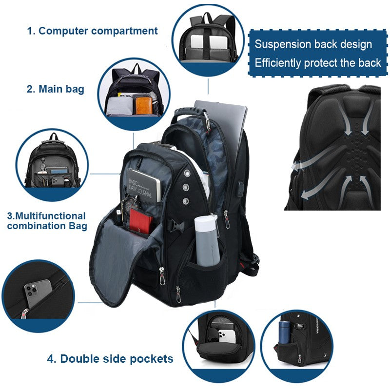 Brand Men's Backpack Anti-theft Waterproof 17inch Laptop Backpacks USB Charging Business Travel Backpack School Bag Male Mochila