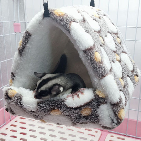 1PCS Coral Fleece Dot Printing Small Foam Pet House Hanging Hamster Bed For Small Animals Squirrel Parrot Cotton Nest