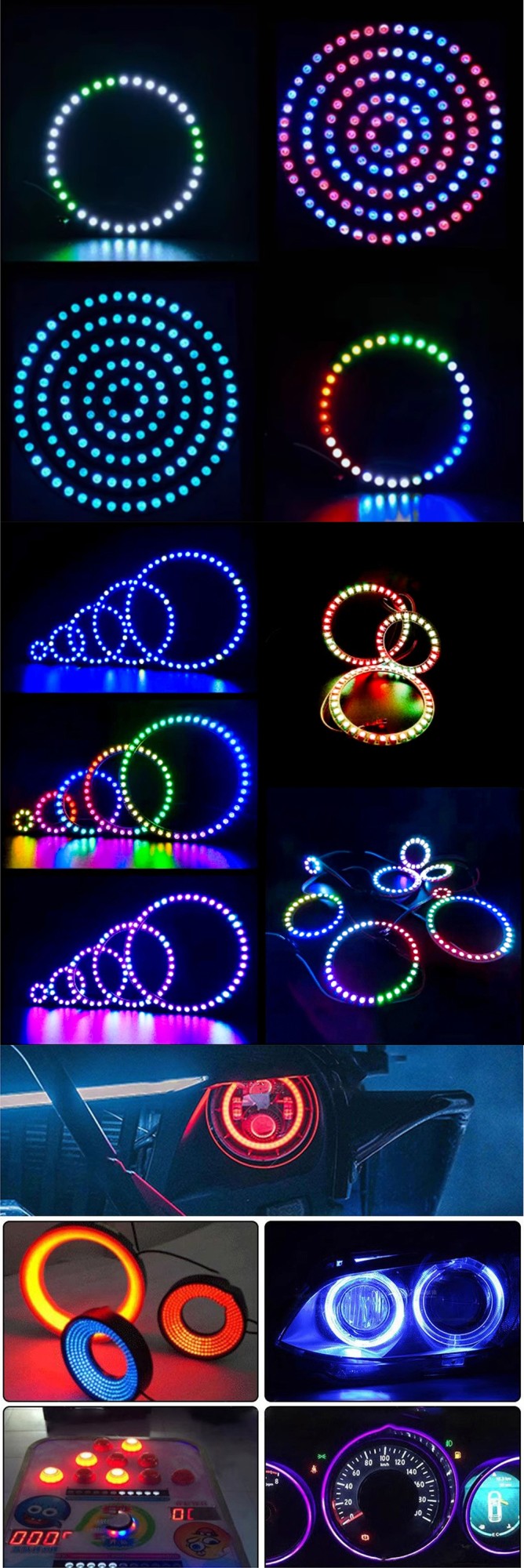 DC5V WS2812B Pixel Ring LED Panel Light Individual 8/16/24/35/45/128 LED Addressable WS2812 IC 5050 RGB LED Ring Module