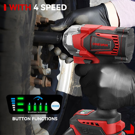 ONEVAN 1200W Brushless Cordless Electric Impact Wrench Portable Screwdriver Drill Repair Power Tool For Makita 18V Battery Pin