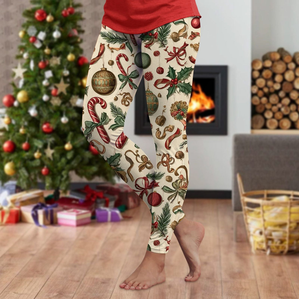 3d Cartoon Pattern Christmas Women's Leggings High Waist Slim Stretch High Waist Tights New Year Home Party Pant Bottom Legging