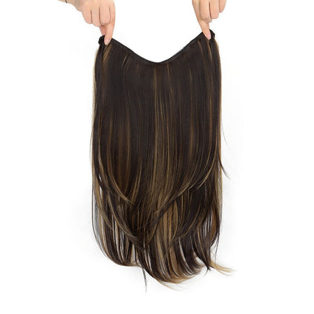 22Inch Synthetic V-Shape Long Straight Hair Extension Layered Hairpiece Natural Invisible Everyday Wear for Women Daily Party