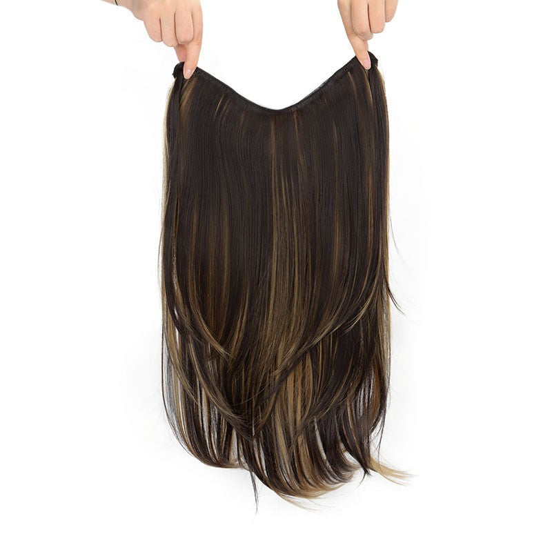 22Inch Synthetic V-Shape Long Straight Hair Extension Layered Hairpiece Natural Invisible Everyday Wear for Women Daily Party