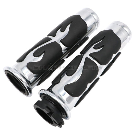 1" 25mm & 7/8'' 22mm Billet Rubber Flame Spike Hand Grips For Harley Honda Kawasaki Suzuki Yamaha  Bikes Cruiser Chopper Custom