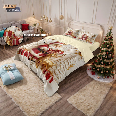 3pcs Merry Christmas Snowman Printed Chipless Bedding Set Multi Size Bedroom Bedding Decoration Machine Washable