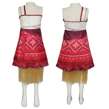 Family Matching Moana Costume Set, Adult  Kids Polynesian Princess Dress with Fringe, Halloween Carnival Party Cosplay Outfit