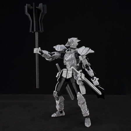 ?9L3D Lucky13 Silver Armor Knight Action Figure Dummy13 with TripleWeapon T13 Multi-Jointed 3D Printed Collectible Toy Titan13?