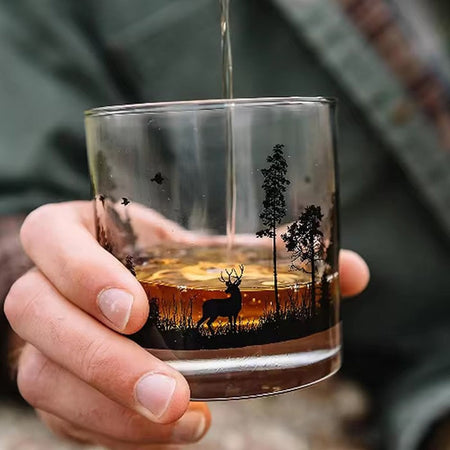 High End 10.3oz Black Silhouette Pattern Glass Cup Personalized Drinking Glasses Household Creative Whiskey Glass Iceberg Cup
