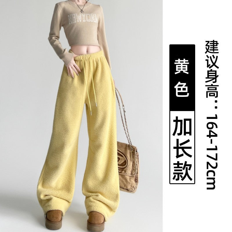 2025 New Winter Velvet Thick Pants Men Warm Straight Casual Pants Streetwear Loose Wide Leg Pants Thicken Lamb Wool Trousers