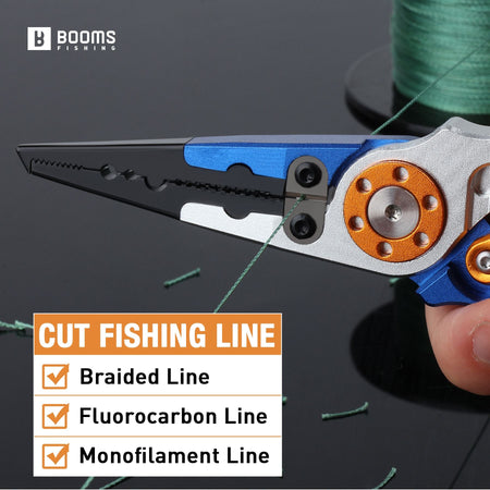 Booms Fishing X01 Aluminum Fishing Pliers Saltwater Fishing Multitool Hook Remover Line Cutting and Split Ring Fishing Tools