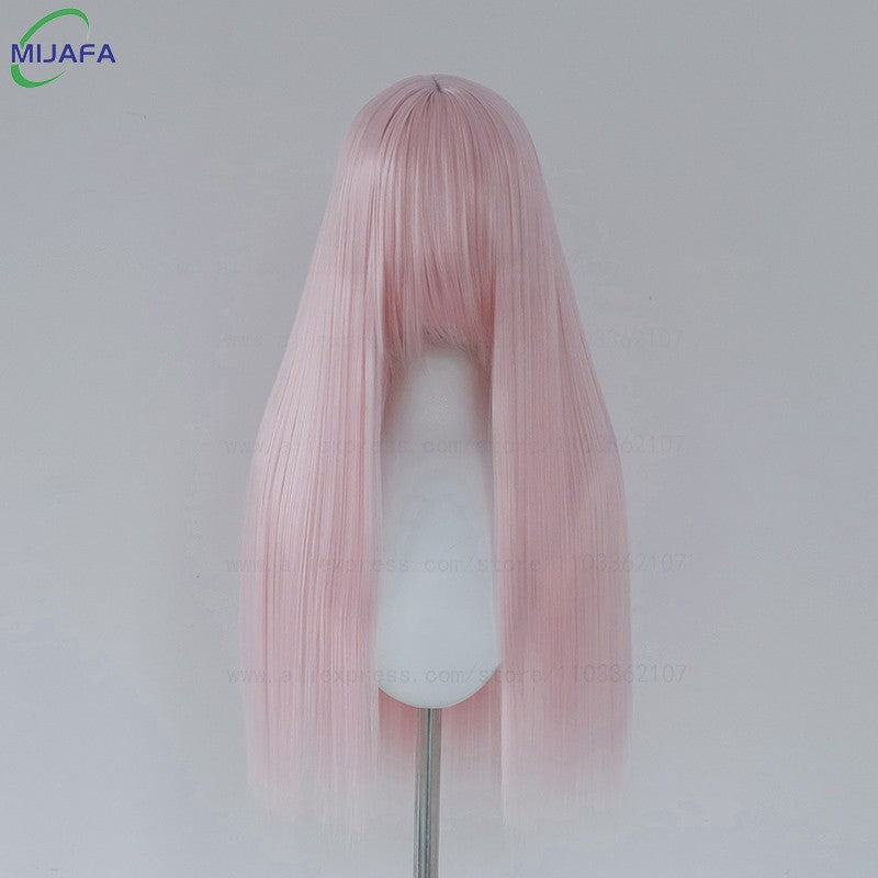Very High Quality 400g 48 Colors 24Inch 60cm Long Straight Cosplay Wig With Bangs Heat Resistant Hair Anime Wigs + Wig Cap