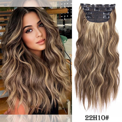 4Pcs/Set 20Inch Synthetic Hair Clip In Long Wavy Thick Hairpieces For Women Full Head Synthetic extenciones para el cabello