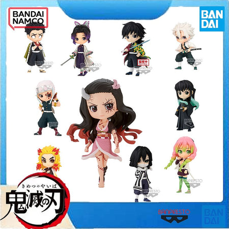 Bandai Official Demon Slayer Q posket Petit - Nine Hashira & Nezuko - Kyojuro Rengoku, Mitsuri Kanroji, Official Mini Figure