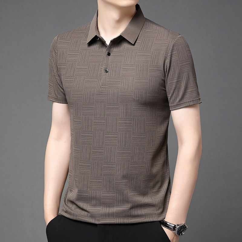 2024 Men's New Printed Business Casual Short sleeved POLO Shirt Fashion Short sleeved Comfortable and Breathable Top