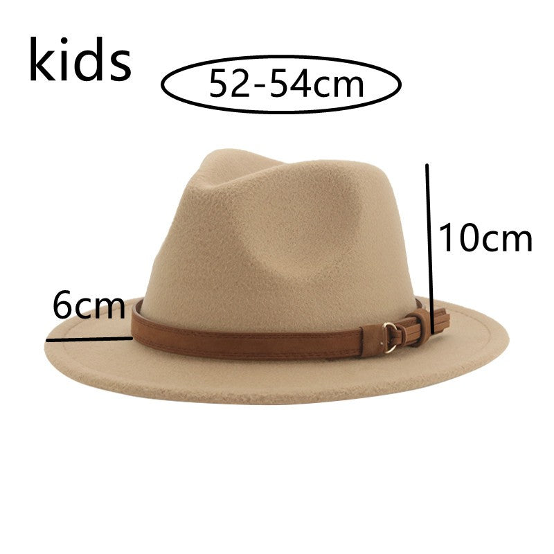 Hats for Women Fedoras Girls Hat Boys Hat Felted Kids Baby Caps Small 52cm 54cm Belt Wedding Cute Kid Fedoras Sombreros De Mujer