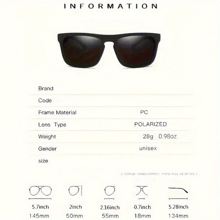2pcs Square Polarized Sunglasses Anti Glare Sun Shades For Summer Party Vacation Travel Driving Fishing
