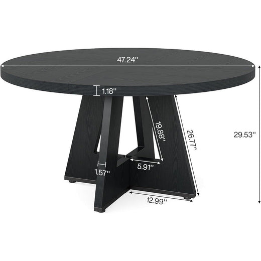 Tribesigns Round Dining Table Wood Kitchen Table for Dining Room, 47 in Dinning Room Tables for 4 Man, Farmhouse Dinner Table wi