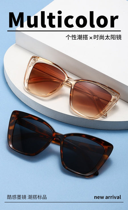 Fashion Street Trend Cat Eye Sunglasses Women Leopard Square Frame Sun Glasses UV400 Lady Brand Designer Eyewear ????? ??? ?????