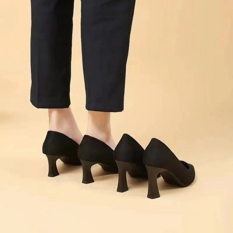 New In Black Special Head Spiral Pattern Fashion Women's Shoes Pointed Fine Heel Wedding High Heels Banquet Nightclub with Shoes