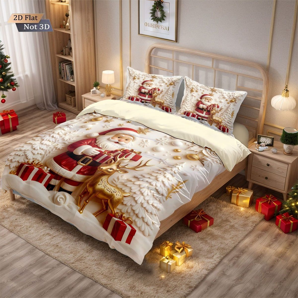 3pcs Merry Christmas Snowman Printed Chipless Bedding Set Multi Size Bedroom Bedding Decoration Machine Washable