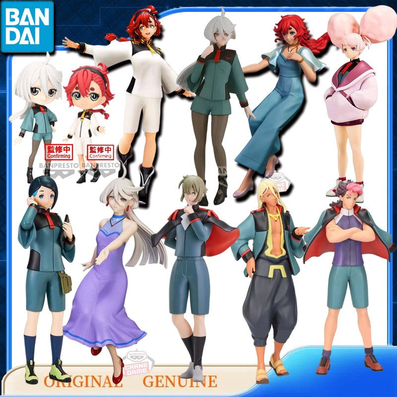 Bandai Original Genuine BANPRESTO SULETTA CHUATURY NIKA MIORINE ELAN GUEL Qposket Anime Action Figures Toys Gift Model Ornaments