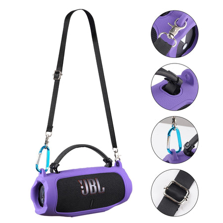 Portable Bluetooth Speaker Carry Silicone Case,Soft Protective Sleeve Cover with Shoulder Strap for JBL Charge 6 Speaker