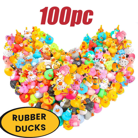 1-100pcs Rubber Ducks in Bulk,Assortment Duckies for Jeep Ducking Floater Duck Bath Toys Party Favors