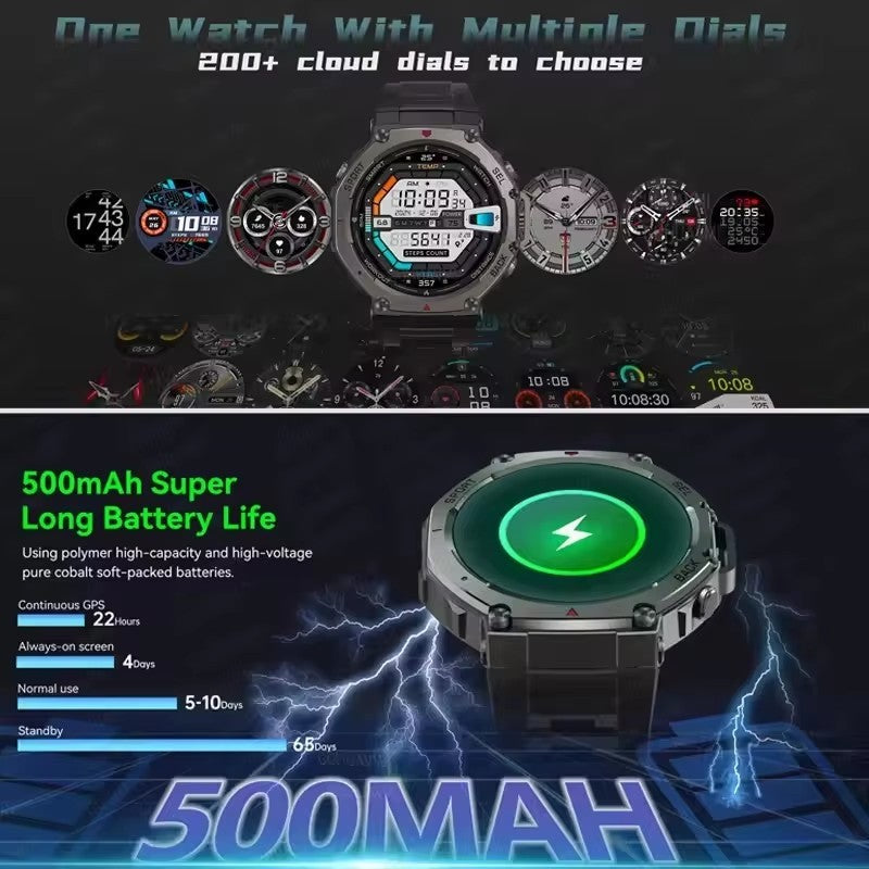 2025 Original T-Rex 3 Ultra Military GPS Smartwatch Built-in GNSS Compass Altimeter 10ATM Waterproof Sports Smartwatch Men Women