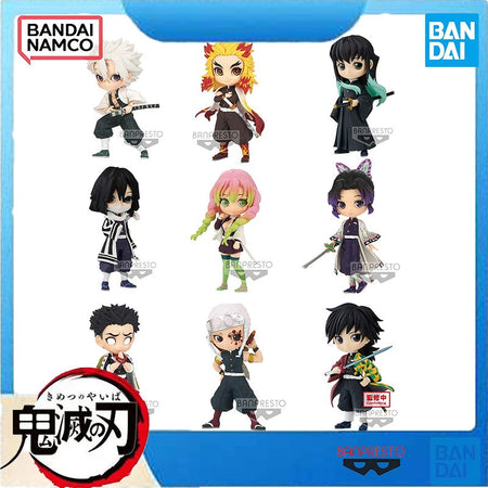 Bandai Official Demon Slayer Q posket Petit - Nine Hashira & Nezuko - Kyojuro Rengoku, Mitsuri Kanroji, Official Mini Figure