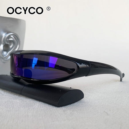 OCYCO X-men Futuristic Stylist One-piece Punk Wrap Around Fashion Glasses Personality Retro Large Frame Square Sunglasses