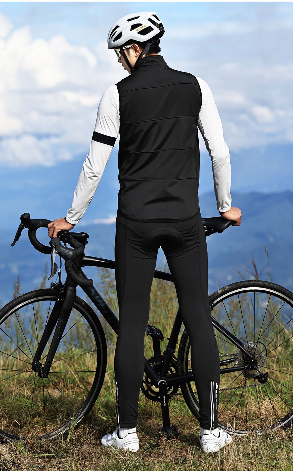 WOSAWE Cycling Jersey Set Winter Spring Vest Pants Sleeveless MTB Bicycle Clothing Warm Bike Jackets Thermal Fleece Suit