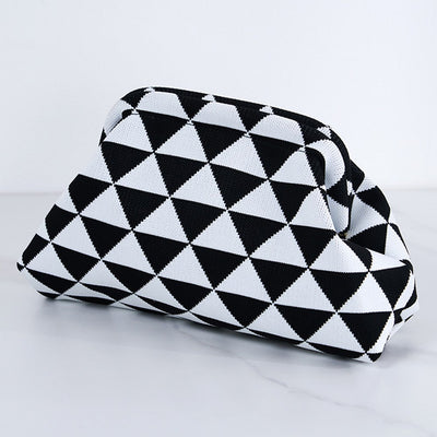 Women Small Crochet Handbag Contrast Color Cute Cloud Purse Casual Colorblock Bag Woven Bag for Female