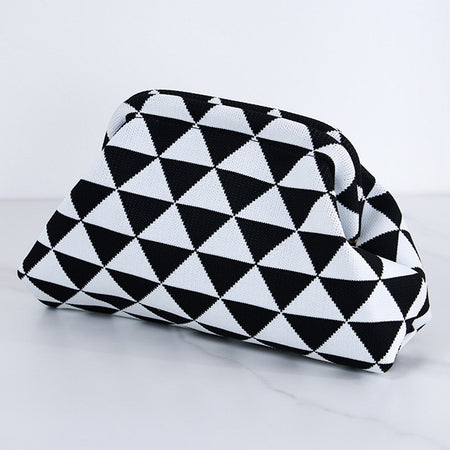 Women Small Crochet Handbag Contrast Color Cute Cloud Purse Casual Colorblock Bag Woven Bag for Female