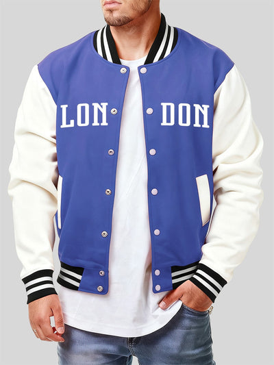 London Letter Prints Cotton Jackets Mens Winter Fleece Warm Baseball Jersey Fashion Pocket Coats Basics Comfortable Male Clothes
