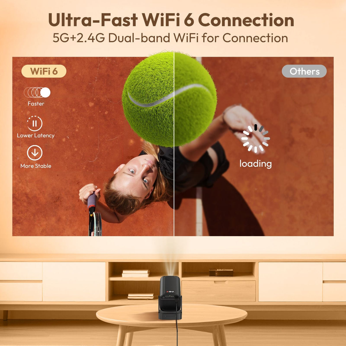 XGODY Projector 4K 350ANSI Short Throw Speaker Base Android Bluetooth WiFi Native 1080P Auto FocusHome Theater