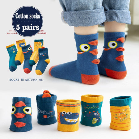 5Pairs Sanrio Cinnamoroll Kuromi Kawaii Spring and Autumn Cartoon Middle Tube Socks For Girls Boy Children Mid-calf Cotton Socks