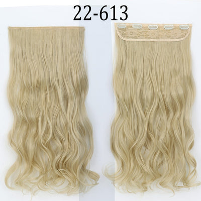 Synthetic Long Straight 5 Clip In Hair Extensions 22’‘ High Resistant Temperature Fiber Black Brown Blonde Hairpiece