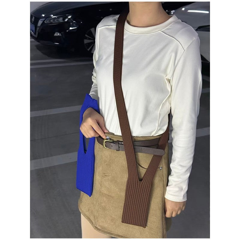 Knitted Phone Bag Scarf Style Unisex Crossbody Shoulder Phone Pouch Colorful Portable Slim Pocket Casual Phone Storage Accessory
