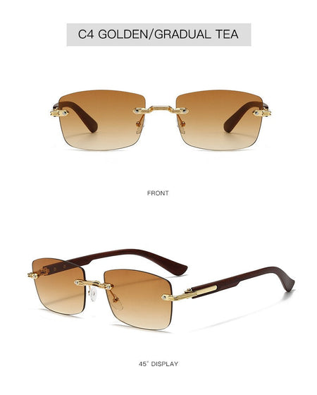 Vintage Frameless Sunglasses for Women Men Rectangle Sun Glasses Female Oval Eyewear Oculos De Sol for Male Female Eyeglasses