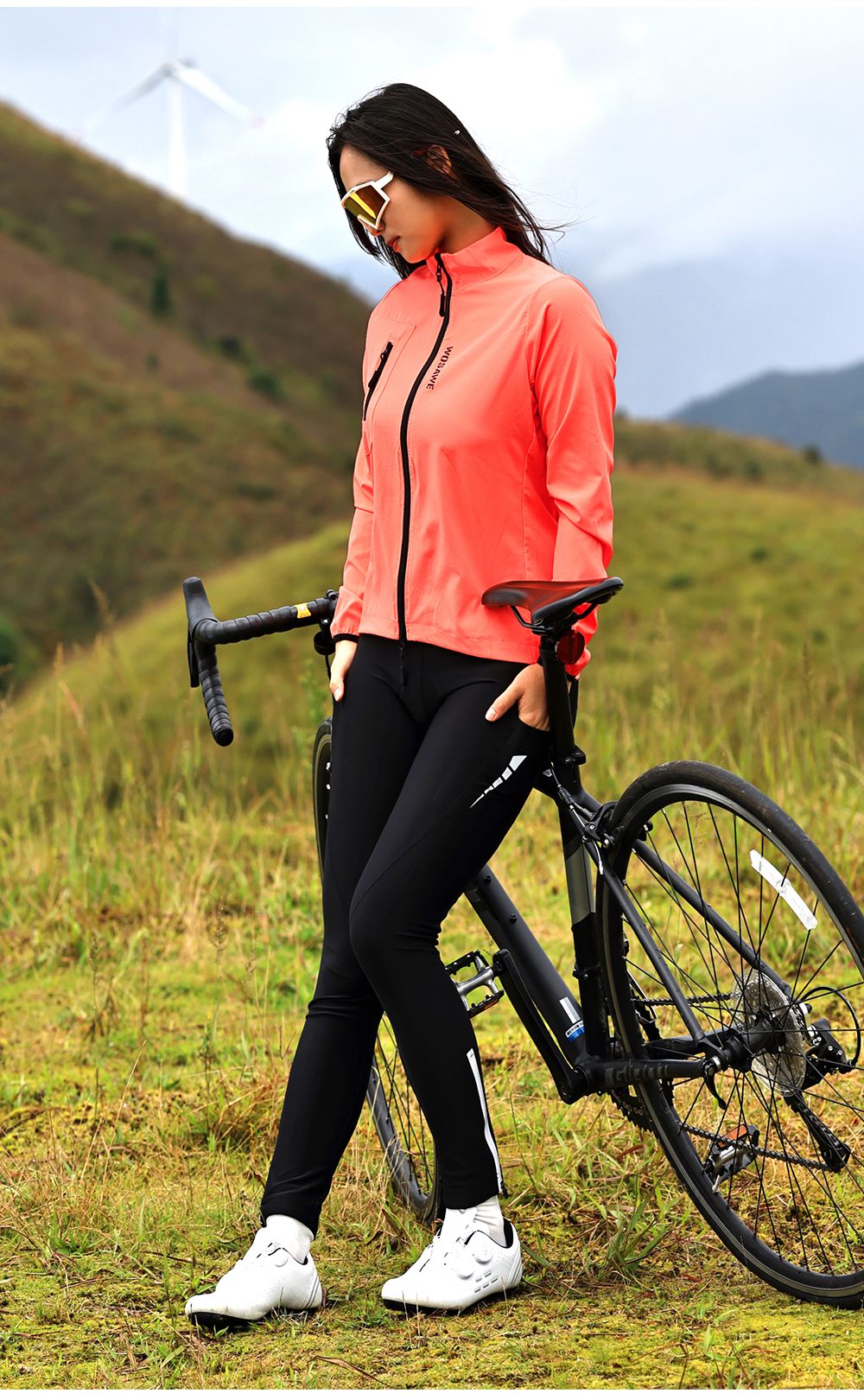 WOSAWE Women's Cycling Jacket Windbreaker Windproof Bike Vest Running Riding MTB Road Bike Tops