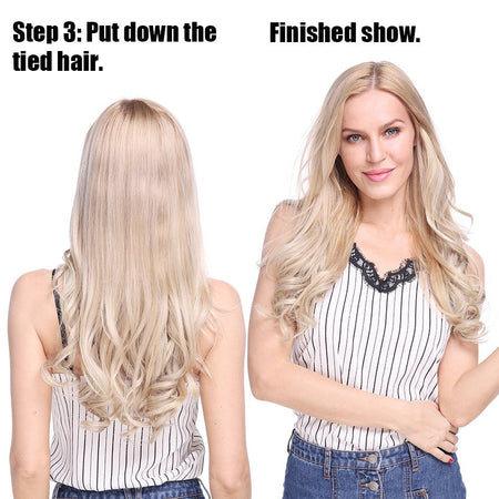 BENEHAIR Synthetic Invisible Wire No Clips In Hair Extensions Secret Fish Line Hairpieces Hair Extensions Fake Hair For Women