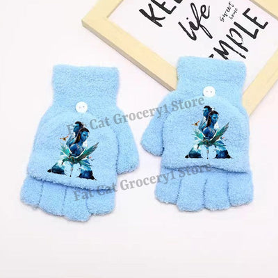 Avatar Fire and Ash Gloves Disneys Boy Winter Flip Cover Mittens Kids Outdoors Warm Cute Glove Children Clothes Accessories Gift